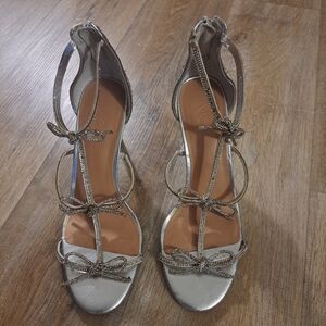 INC International Concepts Silver Strappy Heels Size 12